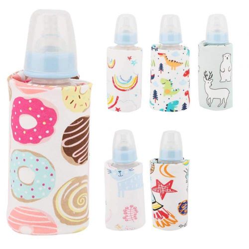  Hztyyier Baby Bottle Warmer with USB Plug Portable Milk Travel Heater Storage Bag for Toddler Milk Bottle Insulation Thermostat(Donut Pattern)