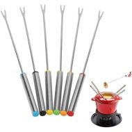 [아마존베스트]Hztyyier 6 pieces 24 cm length stainless steel fondue forks dessert server skewer forks kitchen tool dish for cheese meat chocolate dessert