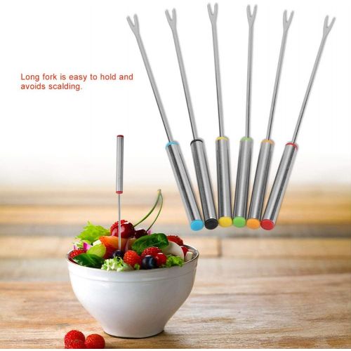  [아마존베스트]Hztyyier 6 pieces 24 cm length stainless steel fondue forks dessert server skewer forks kitchen tool dish for cheese meat chocolate dessert