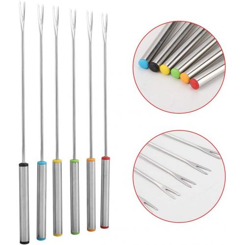  [아마존베스트]Hztyyier 6 pieces 24 cm length stainless steel fondue forks dessert server skewer forks kitchen tool dish for cheese meat chocolate dessert