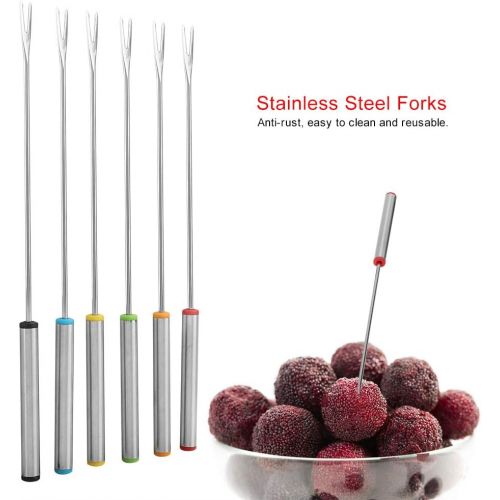  [아마존베스트]Hztyyier 6 pieces 24 cm length stainless steel fondue forks dessert server skewer forks kitchen tool dish for cheese meat chocolate dessert