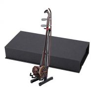 Hztyyier Miniature Wooden Erhu Model Mini Musical Instrument Dollhouse Ornaments Christmas Birthday Present Gift Home Dollhouse Decoration(15cm)