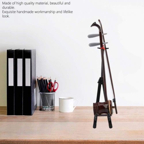  Hztyyier Miniature Wooden Erhu Model Mini Musical Instrument Dollhouse Ornaments Christmas Birthday Present Gift Home Dollhouse Decoration(15cm)