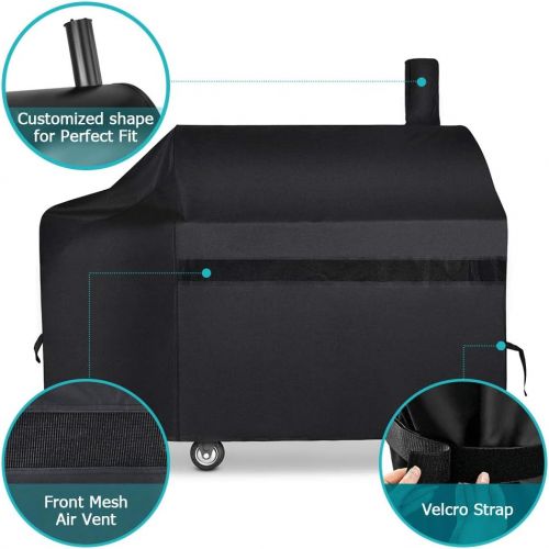  iCOVER Offset Smoker Cover, 60 inch Charcoal Pellet Grill Smoker Cover 600D Heavy Duty Waterproof BBQ Smoker Cover for Brinkmann Char-Broil Weber Nexgrill New Braunfels Oklahoma Jo