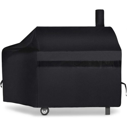  iCOVER Offset Smoker Cover, 60 inch Charcoal Pellet Grill Smoker Cover 600D Heavy Duty Waterproof BBQ Smoker Cover for Brinkmann Char-Broil Weber Nexgrill New Braunfels Oklahoma Jo