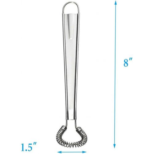  I Kito Stainless Steel Mini Spring Egg Beater Silicone Whisk Magic Hand Held Sauce Stirrer Blender Milk Frother Foamer Coffee Mixer (Steel Coil)