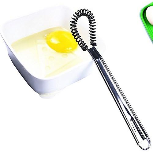  I Kito Stainless Steel Mini Spring Egg Beater Silicone Whisk Magic Hand Held Sauce Stirrer Blender Milk Frother Foamer Coffee Mixer (Silicone Coil)