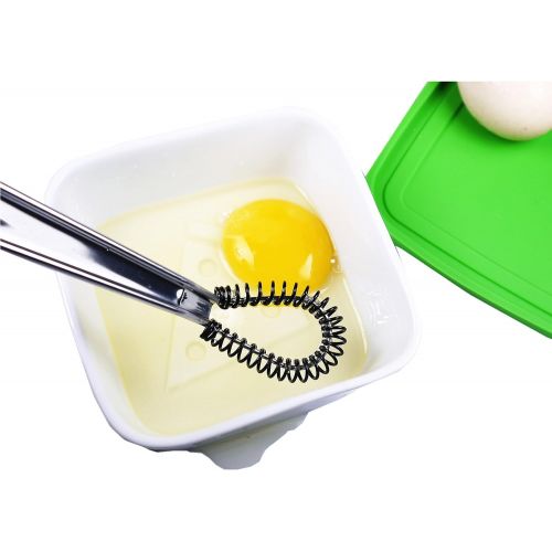  I Kito Stainless Steel Mini Spring Egg Beater Silicone Whisk Magic Hand Held Sauce Stirrer Blender Milk Frother Foamer Coffee Mixer (Silicone Coil)