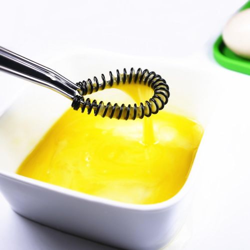  I Kito Stainless Steel Mini Spring Egg Beater Silicone Whisk Magic Hand Held Sauce Stirrer Blender Milk Frother Foamer Coffee Mixer (Silicone Coil)