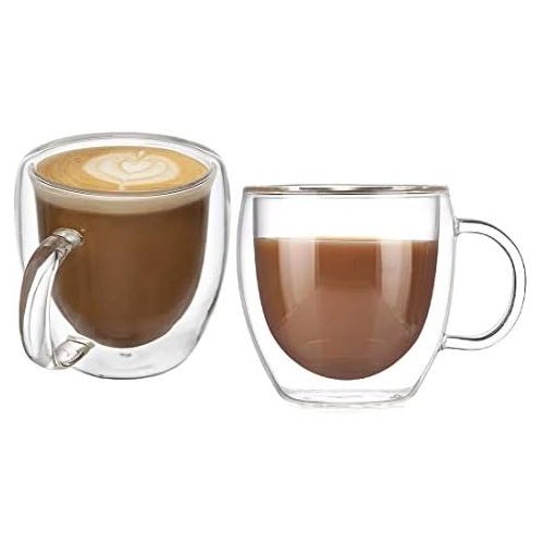  [아마존베스트]I Kito Premium Espresso Cups Set Of 2 - Double Wall Insulated Mugs With Closed Handle - 5.1 oz Heat Resistant Glass Espresso Shot Glasses - Perfect To Keep Your Espresso Hot