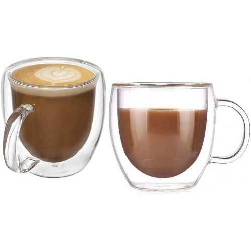  [아마존베스트]I Kito Premium Espresso Cups Set Of 2 - Double Wall Insulated Mugs With Closed Handle - 5.1 oz Heat Resistant Glass Espresso Shot Glasses - Perfect To Keep Your Espresso Hot