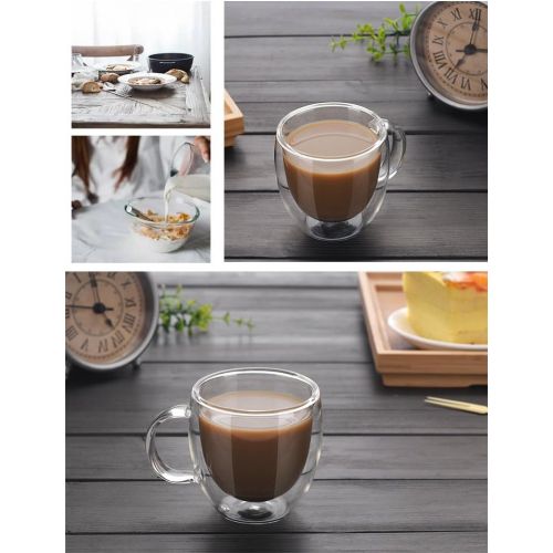  [아마존베스트]I Kito Premium Espresso Cups Set Of 2 - Double Wall Insulated Mugs With Closed Handle - 5.1 oz Heat Resistant Glass Espresso Shot Glasses - Perfect To Keep Your Espresso Hot