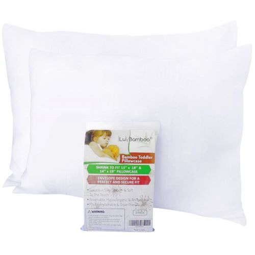  I LUV BAMBOO iLuvBamboo Toddler Pillowcase 2 Pack Set - Soft White 100% Bamboo - Shrink to Fit 13x18 and...