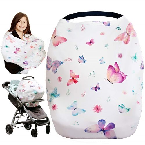  [아마존베스트]I LUV BAMBOO iLuvBamboo Car Seat Covers For Babies - Nursing Cover Multi-Use Protector - Infant Carseat Canopy, Stroller, Shopping Cart, Highchair, Breastfeeding & Scarf. Best Baby Gifts For Re