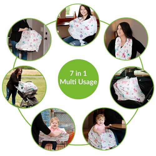  [아마존베스트]I LUV BAMBOO iLuvBamboo Car Seat Covers For Babies - Nursing Cover Multi-Use Protector - Infant Carseat Canopy, Stroller, Shopping Cart, Highchair, Breastfeeding & Scarf. Best Baby Gifts For Re