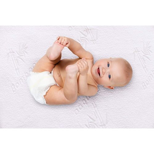  [아마존베스트]I LUV BAMBOO iLuvBamboo Crib Mattress Pad Protector - Waterproof Cover - Soft Natural Bamboo Jacquard Fitted Topper - Noiseless, Breathable & Hypoallergenic  Best Baby Gifts for Potty Training