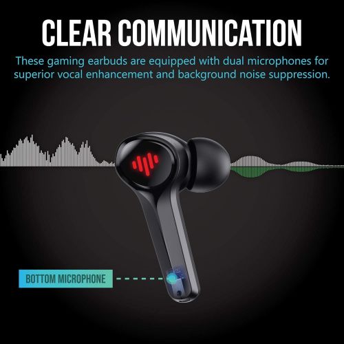  I LUV LTD iLuv SG100 Gaming Wireless Earbuds, Bluetooth in-Ear with Changing LED Lights Ultra-Low 60ms Latency and Hands-Free Call MEMS Microphone, Includes Compact Charging Case and 4 Ear T