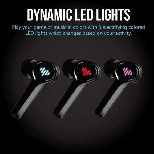  I LUV LTD iLuv SG100 Gaming Wireless Earbuds, Bluetooth in-Ear with Changing LED Lights Ultra-Low 60ms Latency and Hands-Free Call MEMS Microphone, Includes Compact Charging Case and 4 Ear T