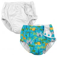 Iplay. i play Baby and Toddler Snap Reusable Swim Diaper - White and Aqua Jungle - 2 Pack