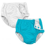 Iplay. i play Baby and Toddler Snap Reusable Swim Diaper - White and Aqua Blue - 2 Pack