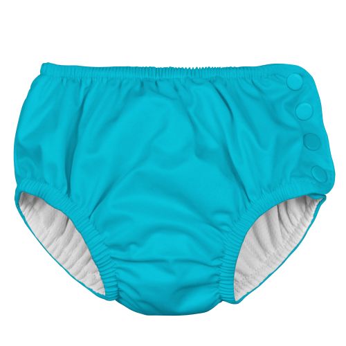  Iplay. i play Baby and Toddler Snap Reusable Swim Diaper - White and Aqua Blue - 2 Pack