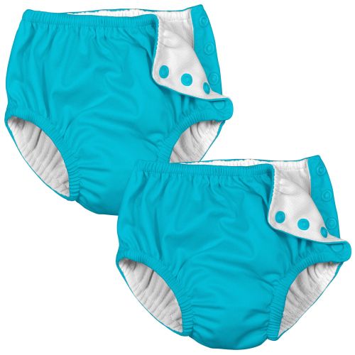  Iplay. i play Baby and Toddler Snap Reusable Swim Diaper - Aqua Blue - 2 Pack