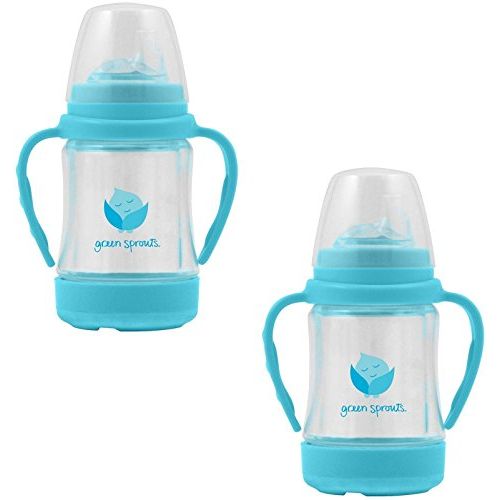  [아마존베스트]I play. Green Sprouts by i play. Glass Sip & Straw Cup, Light Aqua, 6 Months, 2 Pack