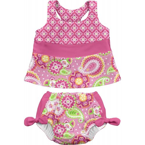  I play. i play. Baby & Toddler Girls Bow Tankini Swimsuit with Built-In Swim Diaper