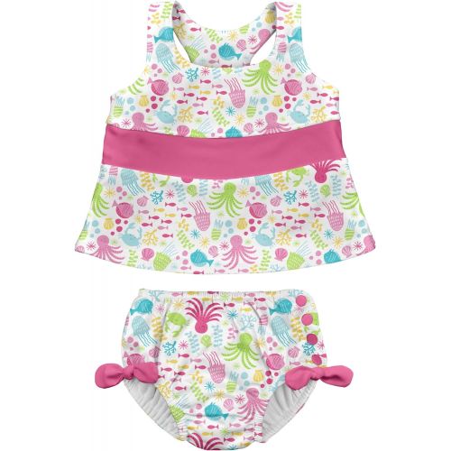  I play. i play. Baby & Toddler Girls Bow Tankini Swimsuit with Built-In Swim Diaper