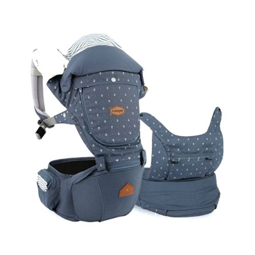  I-Angel I-angel Miracle Baby Carrier Hipseat Front Backpack Carrier Ergonomic Design for Parents,Sleeping Hood,Organic Cotton teething Pads (Stone-Blue)