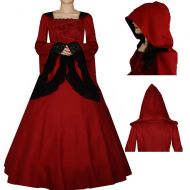 I-Youth Womens Witch Vampire Costume Medieval Renaissance Victorian Gothic Hooded Dress for Halloween Coaplay