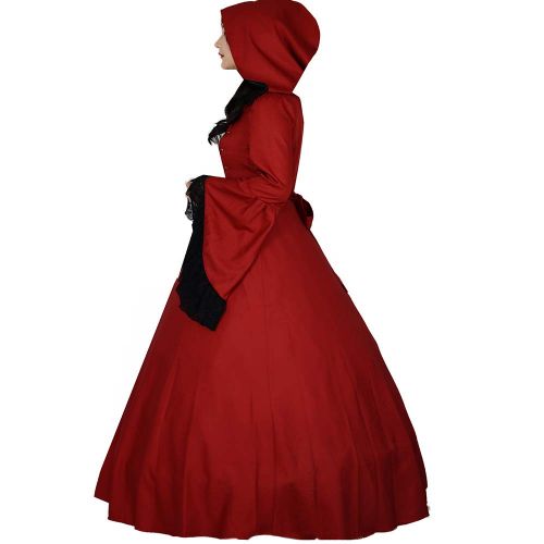  I-Youth Womens Witch Vampire Costume Medieval Renaissance Victorian Gothic Hooded Dress for Halloween Coaplay