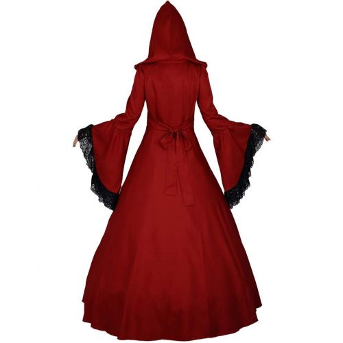  I-Youth Womens Witch Vampire Costume Medieval Renaissance Victorian Gothic Hooded Dress for Halloween Coaplay