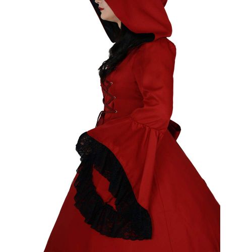  I-Youth Womens Witch Vampire Costume Medieval Renaissance Victorian Gothic Hooded Dress for Halloween Coaplay