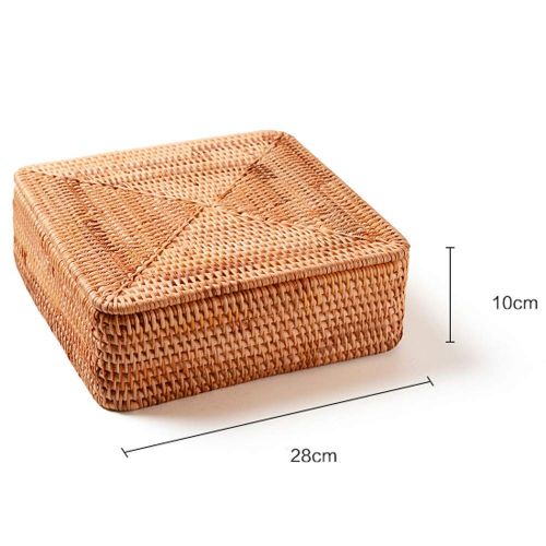  I-lan Handweaved Rattan 4 Compartments Storage Box Cosmetics Organizer Utensil and Bottle Serving Basket (300mm 4-compartment Box with Lid)