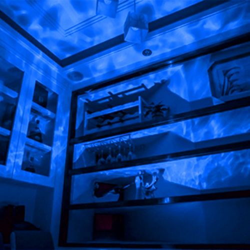  IAVO [Wall Adapter Included] Remote Control Ocean Wave LED Projector Night Light With 7 Colorful Light Mode and Built-in Music Player Black