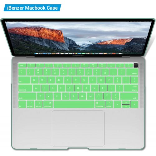  [아마존 핫딜] IBENZER MacBook Air 13 Inch Case 2019 2018 Release New Version A1932, Soft Touch Hard Case Shell Cover for Apple MacBook Air 13 Retina with Touch ID with Keyboard Cover, Green, MMA