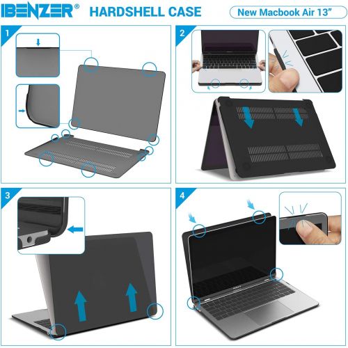  [아마존 핫딜] IBENZER MacBook Air 13 Inch Case 2019 2018 Release New Version A1932, Soft Touch Hard Case Shell Cover for Apple MacBook Air 13 Retina with Touch ID with Keyboard Cover, Green, MMA