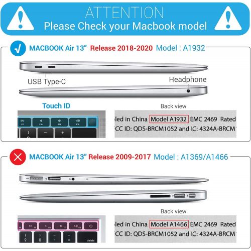  [아마존 핫딜] IBENZER MacBook Air 13 Inch Case 2019 2018 Release New Version A1932, Soft Touch Hard Case Shell Cover for Apple MacBook Air 13 Retina with Touch ID with Keyboard Cover, Green, MMA