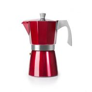 IBILI 623209Kaffeemaschine Espresso fuer 9Tassen, Aluminium, Rot, 22x 11x 11cm