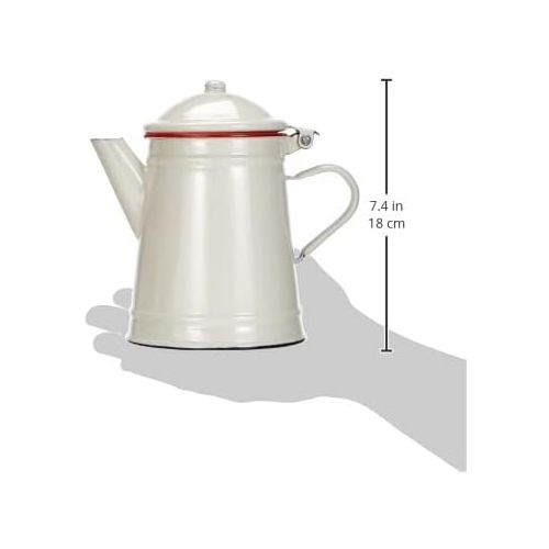  IBILI Kaffeekanne konisch 1 l aus emailliertem Stahl in weiss/rot, 10 x 10 x 20 cm