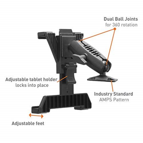  IBOLT iBOLT TabDock Bizmount AMPs - Heavy Duty Drill Base Mount for All 7 - 10 Tablets (iPad, Samsung Tab) for Cars, Desks, Countertops: Great for Commercial Vehicles, Trucks, Schools, a