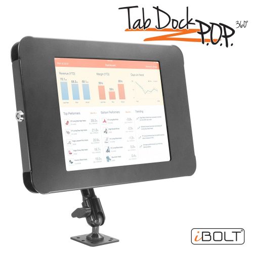  IBOLT iBOLT TabDock Point of Purchase 360- Heavy Duty Metal 8” Multi-Angle Drill Base Anti-Theft Mount wLocking Holder for POS, Kiosk, Check-Out, displays (iPad Pro 9.7”, iPad 43  2 