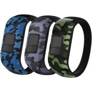 [아마존베스트]iBREK for Garmin Vivofit jr/jr 2/3 Bands, Silicone Stretchy Replacement Watch Bands for Kids Boys Girls Small Large(No Tracker)-Small,3 Pack:Blue&Green&Gray Camo