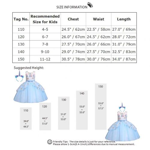  IBTOM CASTLE Flower Girl Unicorn Dress Up Pageant Birthday Party Wedding Formal Dance Christening Baptism Gown&Headband