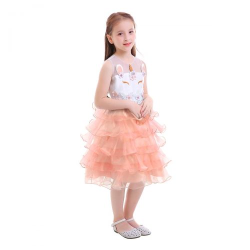  IBTOM CASTLE Kids Unicorn Party Cosplay Princess Birthday Party Dress-up Costume for Baby Girls Pageant Tutu Evening Gowns Fancy Skirt