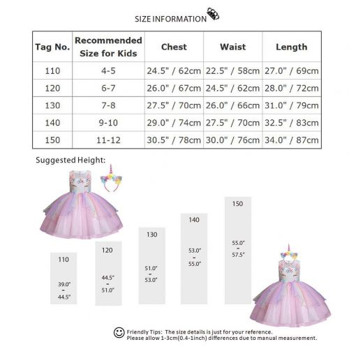  IBTOM CASTLE Flower Girl Unicorn Dress for Princess Pageant Birthday Party Wedding Formal Dance Evening Christening Baptism Gowns