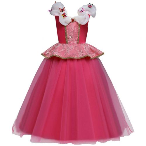  IBTOM CASTLE Girls Princess Aurora Costume Fancy Holiday Dress Halloween for Kids Birthday Sleeping Beauty Dance Gown