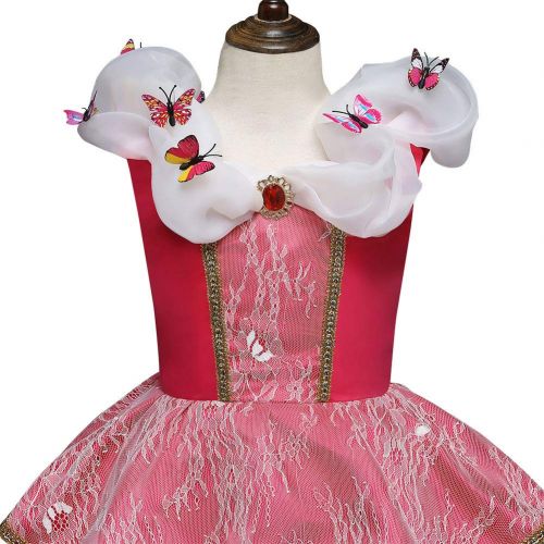  IBTOM CASTLE Girls Princess Aurora Costume Fancy Holiday Dress Halloween for Kids Birthday Sleeping Beauty Dance Gown