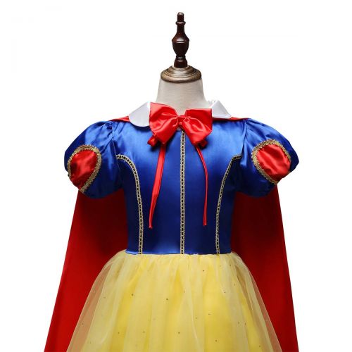  IBTOM CASTLE Girls Snow White Princess Costume Belle Pullover Dress Up Fancy Halloween Party for Kids Long Birthday Evening Gown